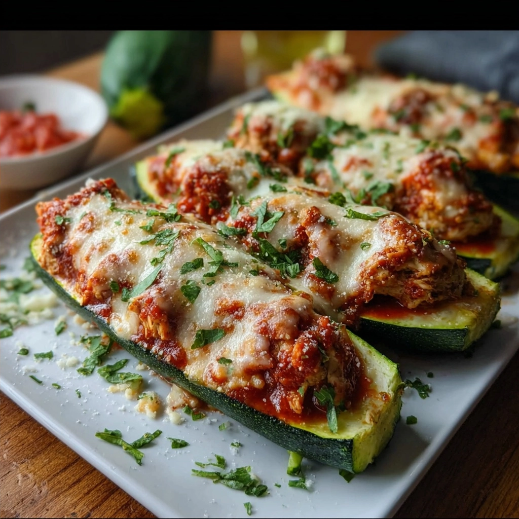 Keto Chicken Parmesan Zucchini Boats 4-Medium Zucchini Recipe